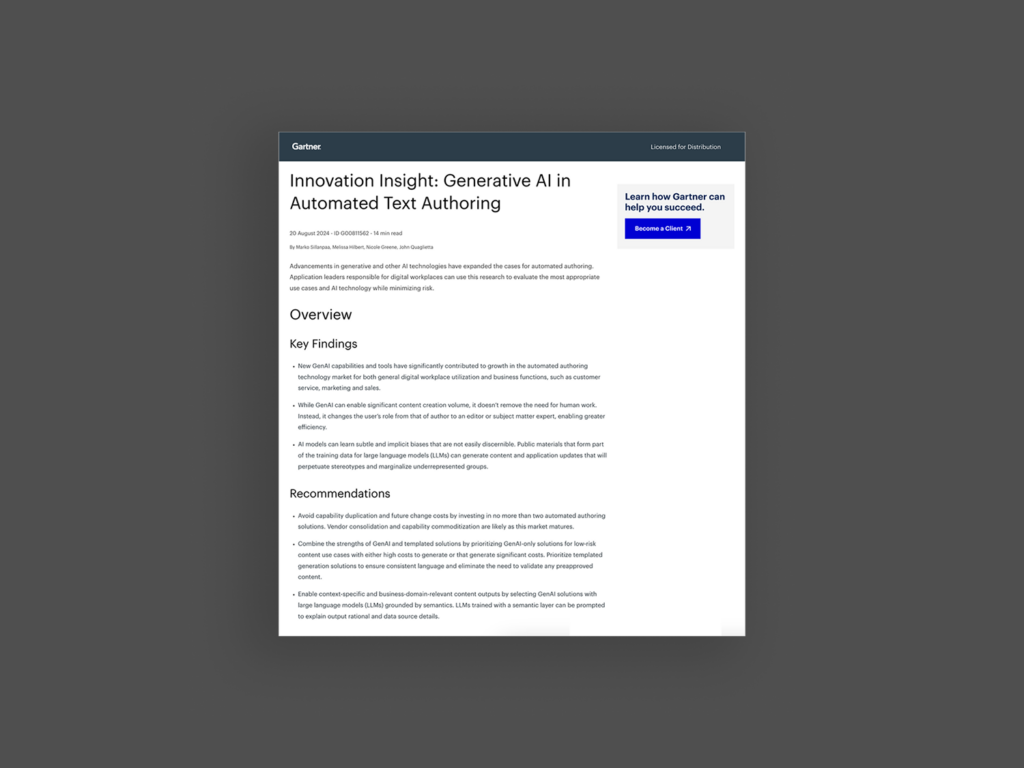 Innovation Insight: Generative AI in Automated Text Authoring